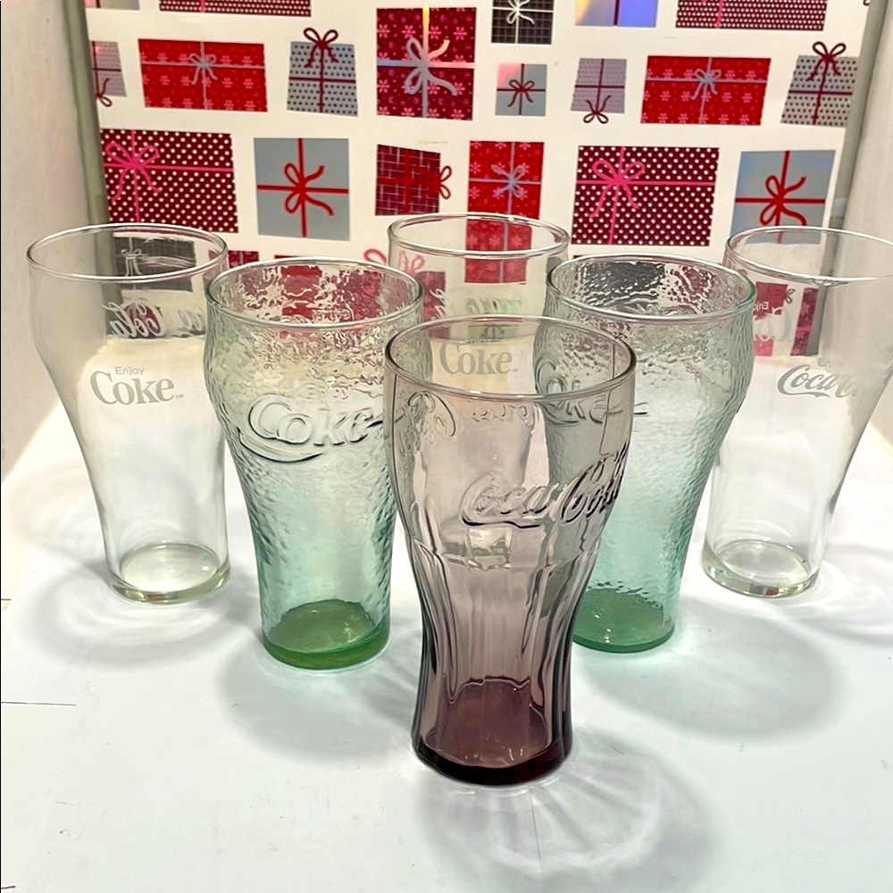 Vintage Coca Cola Purple and Green Glass Collection